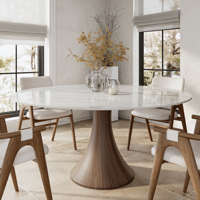 Orren Ellis Danner Modern Stone With Sculpted Solid Wood Pedestal